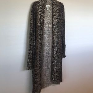 Long cashmere open cheetah cardigan